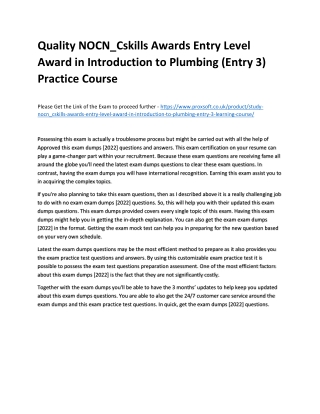 Quality NOCN_Cskills Awards Entry Level Award in Introduction to Plumbing (Entry