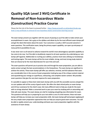 Quality SQA Level 2 NVQ Certificate in Removal of Non-hazardous Waste (Construct