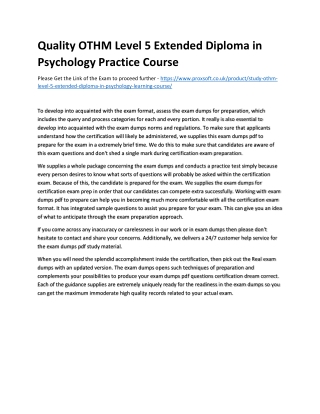 Quality OTHM Level 5 Extended Diploma in Psychology Practice Course