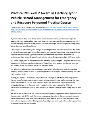 Practice IMI Level 2 Award in Electric/Hybrid Vehicle Hazard Management for Emer