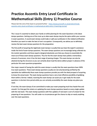 Practice Ascentis Entry Level Certificate in Mathematical Skills (Entry 1) Pract