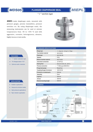 MDS05 Flanged Diaphragm Seal - " I " section type | Miepl
