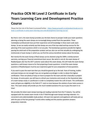 Practice OCN NI Level 2 Certificate in Early Years Learning Care and Development