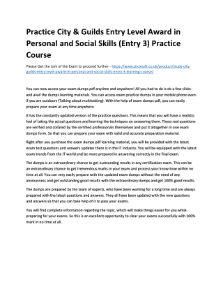 Practice City & Guilds Entry Level Award in Personal and Social Skills (Entry 3)