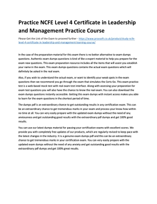 Practice NCFE Level 4 Certificate in Leadership and Management Practice Course