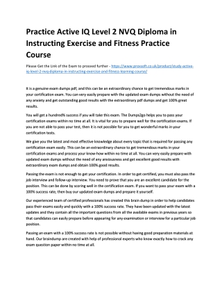 Practice Active IQ Level 2 NVQ Diploma in Instructing Exercise and Fitness Pract