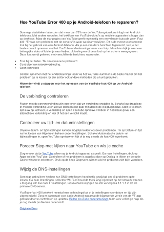 Hoe YouTube Error 400 op je Android-telefoon te repareren