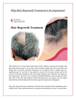 Why Hair Regrowth Treatment is So Important?