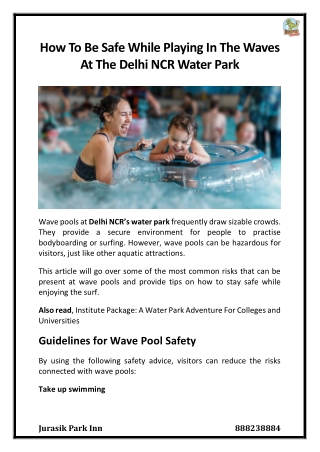 How To Be Safe While Playing In The Waves At The Delhi NCR Water Park