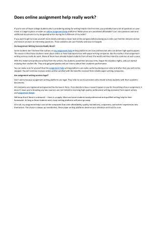 Does online assignment help really work