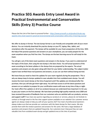 Practice SEG Awards Entry Level Award in Practical Environmental and Conservatio