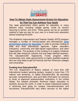 How To Obtain State Government Grants For Education So That You Can Achieve Your Goals