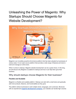 Unleashing the Power of Magento: Why Startups Should Choose Magento for Website