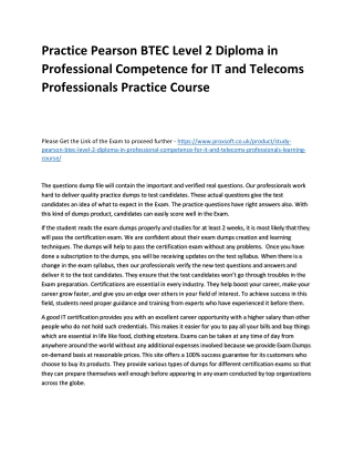 Practice Pearson BTEC Level 2 Diploma in Professional Competence for IT and Tele