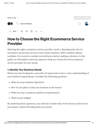 How to Choose the Right Ecommerce Service Provider