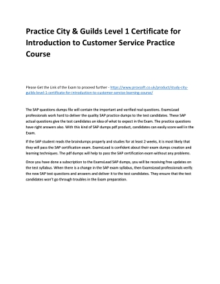 Practice City & Guilds Level 1 Certificate for Introduction to Customer Service