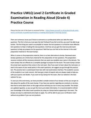 Practice UWLQ Level 2 Certificate in Graded Examination in Reading Aloud (Grade