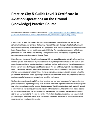 Practice City & Guilds Level 3 Certificate in Aviation Operations on the Ground