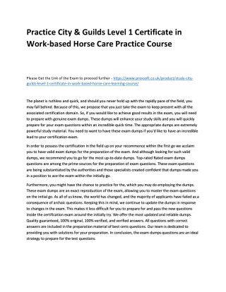 Practice City & Guilds Level 1 Certificate in Work-based Horse Care Practice Cou