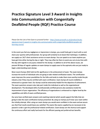 Practice Signature Level 3 Award in Insights into Communication with Congenitall