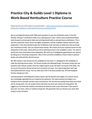 Practice City & Guilds Level 1 Diploma in Work-Based Horticulture Practice Cours