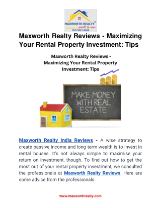 Maxworth Realty Reviews - Maximizing Your Rental Property Investment Tips