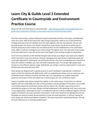 Learn City & Guilds Level 2 Extended Certificate in Countryside and Environment