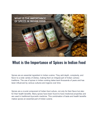 What is the Importance of Spices in Indian Food