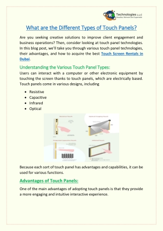 What are the Different Types of Touch Panels?