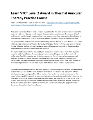 Learn VTCT Level 2 Award in Thermal Auricular Therapy Practice Course