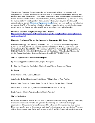 Phoropter Equipment Market