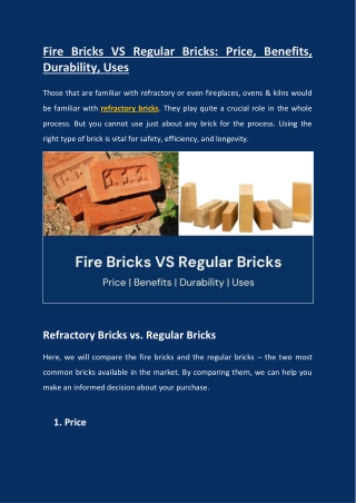 Fire Bricks VS Regular Bricks: Price, Benefits, Durability, Uses
