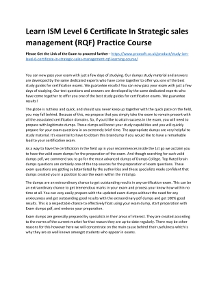 Learn ISM Level 6 Certificate In Strategic sales management (RQF) Practice Cours