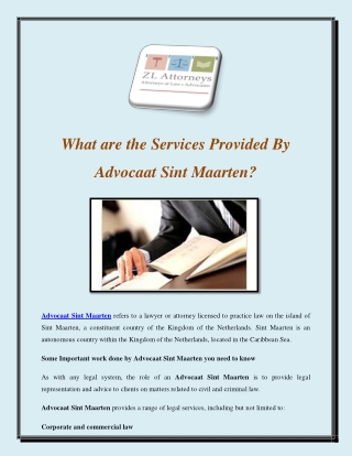 What are the Services Provided By Advocaat Sint Maarten