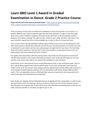 Learn BBO Level 1 Award in Graded Examination in Dance: Grade 2 Practice Course