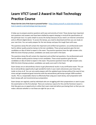 Learn VTCT Level 2 Award in Nail Technology Practice Course