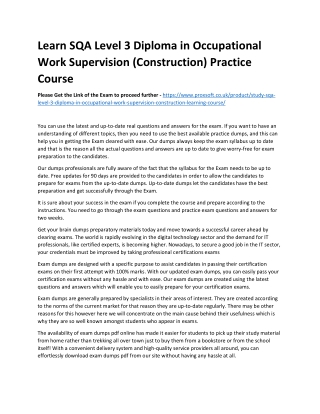 Learn SQA Level 3 Diploma in Occupational Work Supervision (Construction) Practi