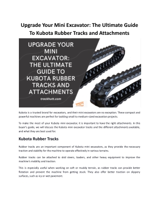 Upgrade Your Mini Excavator_ The Ultimate Guide To Kubota Rubber Tracks and Attachments