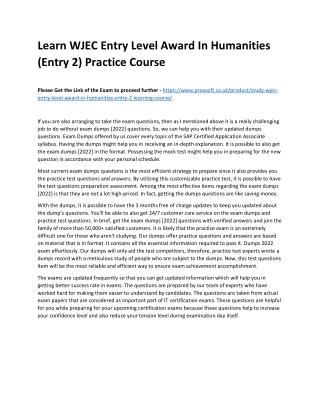 Learn WJEC Entry Level Award In Humanities (Entry 2) Practice Course