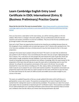 Learn Cambridge English Entry Level Certificate in ESOL International (Entry 3)