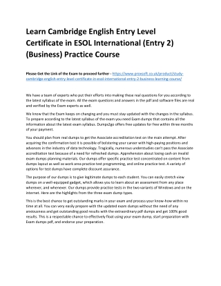 Learn Cambridge English Entry Level Certificate in ESOL International (Entry 2)