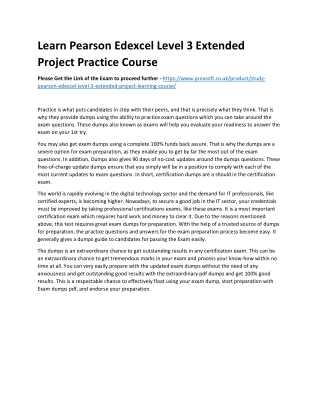 Learn Pearson Edexcel Level 3 Extended Project Practice Course