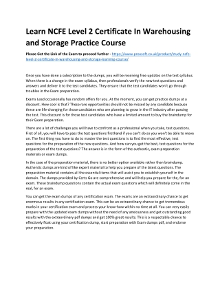 Learn NCFE Level 2 Certificate In Warehousing and Storage Practice Course