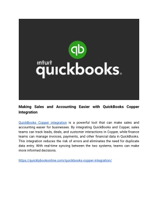 Making Sales and Accounting Easier with QuickBooks Copper Integration