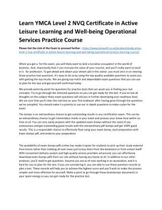 Learn YMCA Level 2 NVQ Certificate in Active Leisure Learning and Well-being Ope