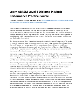 Learn ABRSM Level 4 Diploma in Music Performance Practice Course