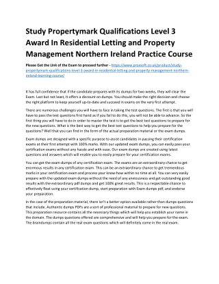 Study Propertymark Qualifications Level 3 Award In Residential Letting and Prope