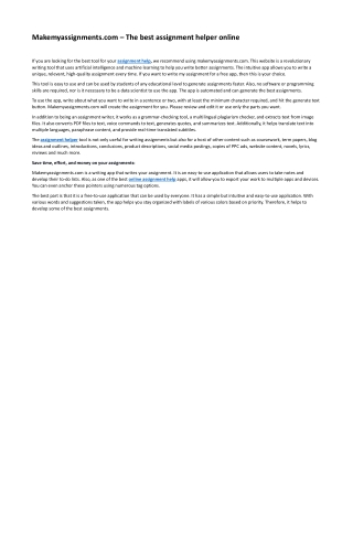 Makemyassignments.com – The best assignment helper online