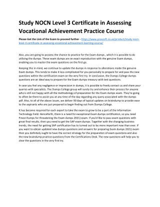 Study NOCN Level 3 Certificate in Assessing Vocational Achievement Practice Cour