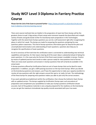 Study WCF Level 3 Diploma in Farriery Practice Course